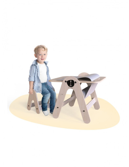 UP-Mtyz_massam2,Masuta si tabla 2 in 1 cu scaunel MamaToyz Massam, Ursulet