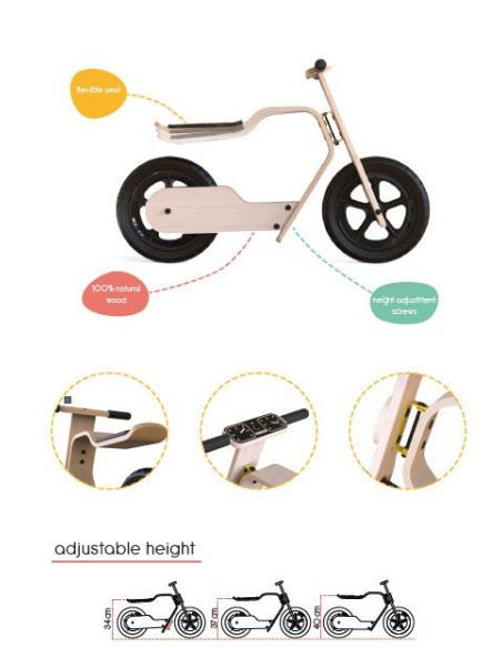 UP-Mtyz_RideMe,Bicicleta fara pedale MamaToyz RideMe, din lemn natural