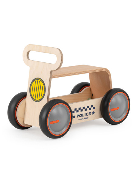 UP-Mtyz_rideonwood2,Masinuta ride-on, premergator si carucior de jucarii MamaToyz DriveMe Wood, Politie - Jucarie din lemn 3 in 