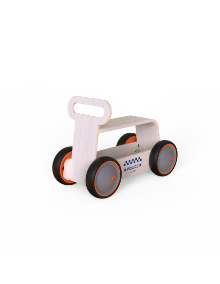 UP-Mtyz_rideonwood2,Masinuta ride-on, premergator si carucior de jucarii MamaToyz DriveMe Wood, Politie - Jucarie din lemn 3 in 
