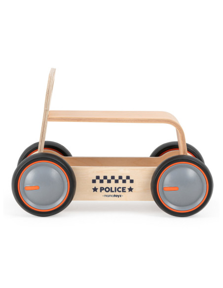 UP-Mtyz_rideonwood2,Masinuta ride-on, premergator si carucior de jucarii MamaToyz DriveMe Wood, Politie - Jucarie din lemn 3 in 