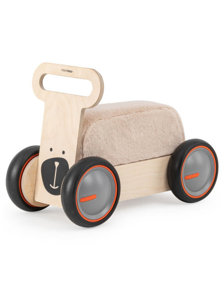 UP-Mtyz_rideonsoft1,Masinuta ride-on, premergator si carucior de jucarii MamaToyz DriveMe Soft, Ursulet - Jucarie din lemn 3 in 