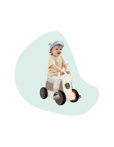 UP-Mtyz_rideonsoft1,Masinuta ride-on, premergator si carucior de jucarii MamaToyz DriveMe Soft, Ursulet - Jucarie din lemn 3 in 