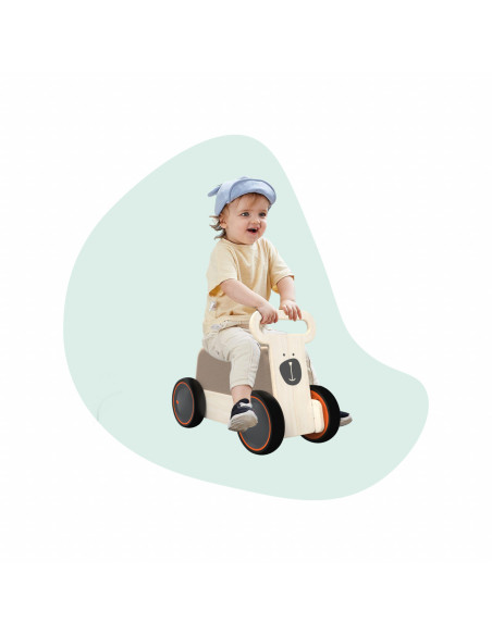 UP-Mtyz_rideonsoft1,Masinuta ride-on, premergator si carucior de jucarii MamaToyz DriveMe Soft, Ursulet - Jucarie din lemn 3 in 