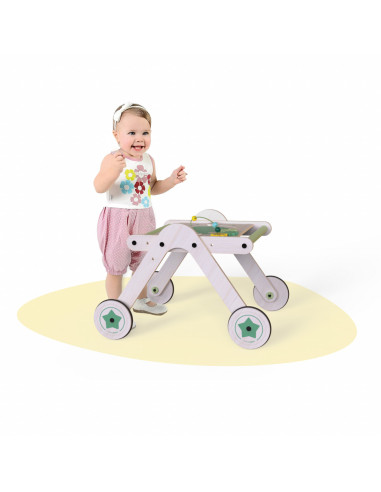 UP-Mtyz_walkme,Antepremergator din lemn 2 in 1 MamaToyz cu masuta de activitati