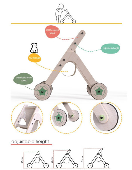 UP-Mtyz_stroller,Antepremergator din lemn 2 in 1 MamaToyz carucior pentru papusi