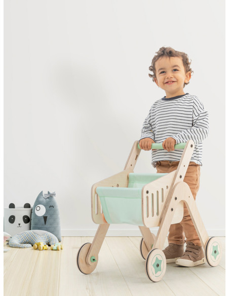 UP-Mtyz_shopper,Antepremergator din lemn 2 in 1 MamaToyz cu cos de cumparaturi