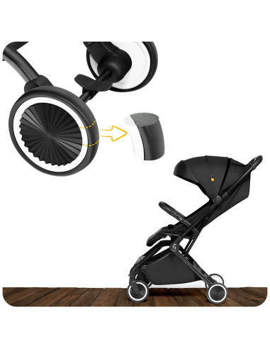 UP-sk_2020051,Carucior sport pliabil Skiddou Espoo+ Onyx, ultracompact pentru calatorii, Negru