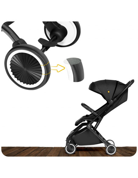 UP-sk_2020051,Carucior sport pliabil Skiddou Espoo+ Onyx, ultracompact pentru calatorii, Negru