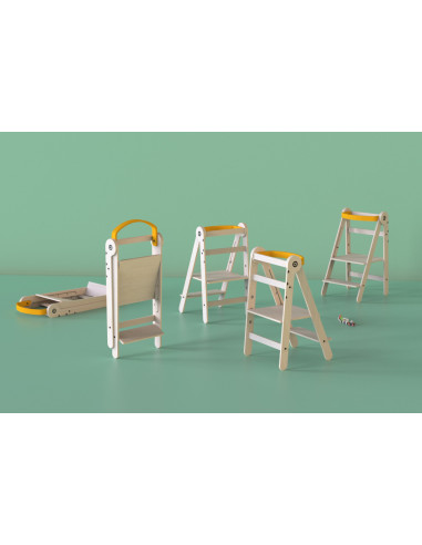 UP-Mtyz_fold_bird,Turn de invatare pliabil MamaToyz Learning Tower din lemn, Galben