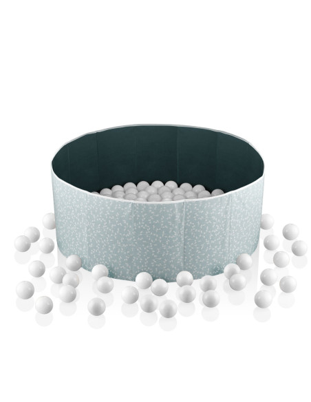UP-bj_7891,Piscina uscata cu bile, BabyJem, 30x83 cm, 100 bile albe (Culoare: Verde)