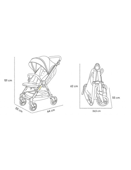 UP-sk_2020062,Carucior sport pliabil Skiddou Mell Normandic dream, ultracompact pentru calatorii, Gri deschis