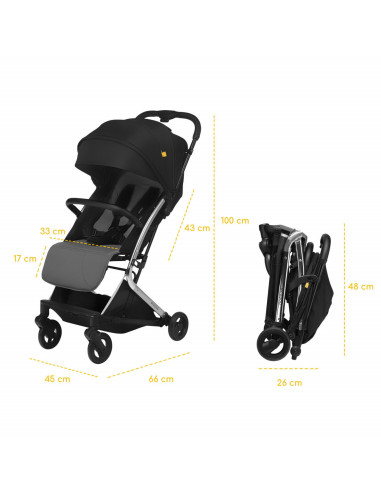 UP-sk_2020121,Carucior sport pliabil Skiddou Mikkeli Onyx, ultracompact pentru calatorii, Negru