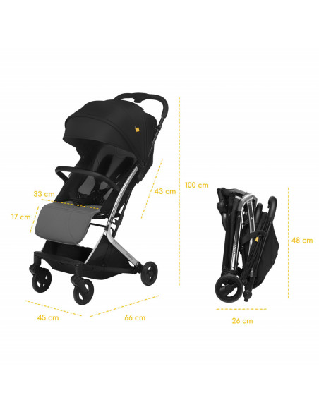 UP-sk_2020121,Carucior sport pliabil Skiddou Mikkeli Onyx, ultracompact pentru calatorii, Negru