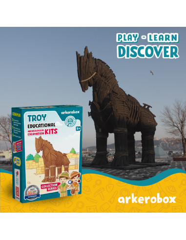UP-ARK2179,Arkerobox - Set arheologic educational si puzzle 3D, Grecia Antica, Calul Troian
