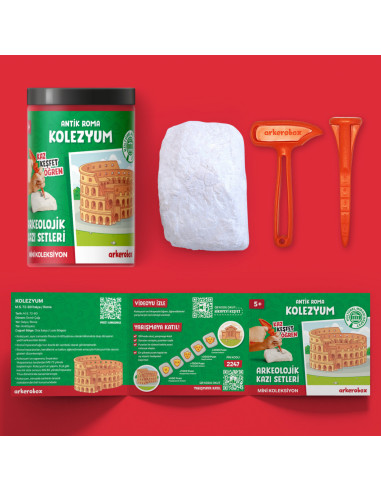 UP-ARK2582,Arkerobox - Mini set arheologic educational si puzzle 3D, Roma antica, Colosseum