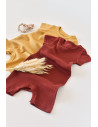 UP-BC-CSYM1105-12,Set de 2 salopetele cu maneca scurta din bumbac organic si modal - Caramiziu/ Sofran BabyCosy (Marime: 12-18 L