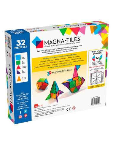 MGT-02132,MAGNA-TILES Clear Colors, set magnetic 32 piese