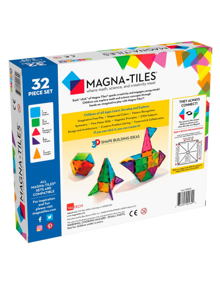 MGT-02132,MAGNA-TILES Clear Colors, set magnetic 32 piese