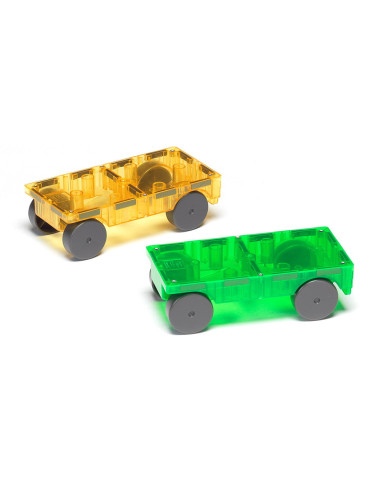 MGT-16022,MAGNA-TILES Extensie, 2 masinute Galben si Verde
