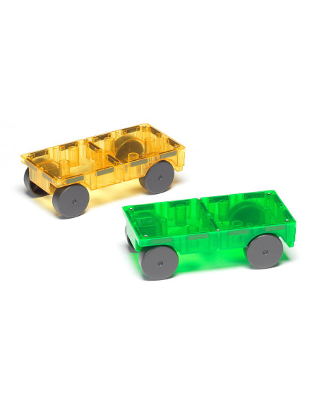 MGT-16022,MAGNA-TILES Extensie, 2 masinute Galben si Verde