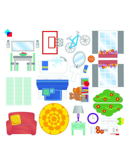 MGT-18332,MAGNA-TILES House, set magnetic cu autocolante, 28 piese