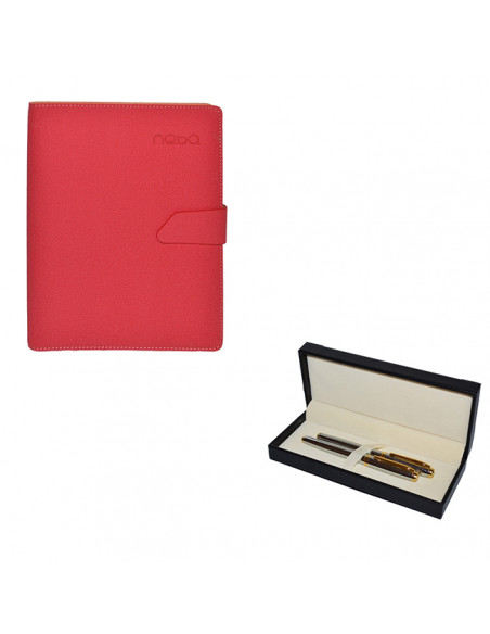 Set Nebo 2 - Agenda B5 Rosie cu magnet, 100 File cu Pix si Set Nebo 2 - Agenda B5 Rosie cu magnet, 100 File cu Pix si