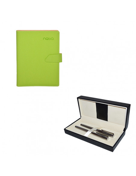 Set Nebo 3 - Agenda B5 Verde cu magnet, 100 File cu Pix si Set Nebo 3 - Agenda B5 Verde cu magnet, 100 File cu Pix si