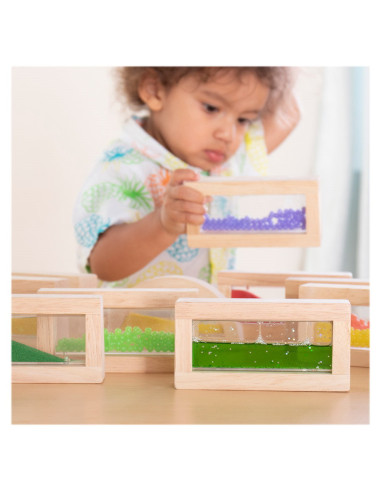 G3020,Sensory Rainbow Blocks, set complex cu 18 piese, Guidecraft