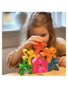 DEN01010,Set senzorial openended cu 12 piese, neon, Dena Toys 2