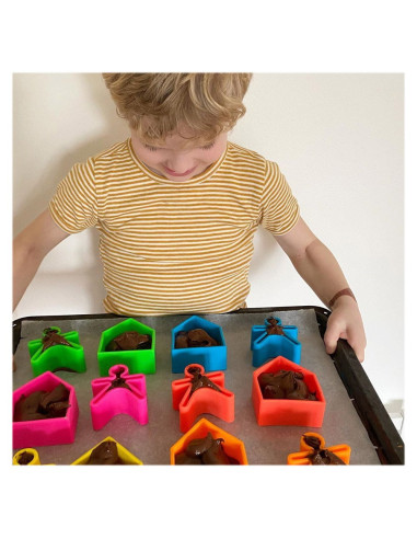 DEN01010,Set senzorial openended cu 12 piese, neon, Dena Toys DEN01010,Set senzorial openended cu 12 piese, neon, Dena Toys