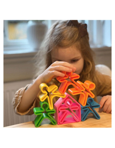 DEN01011,Set senzorial openended cu 18 piese, neon, Dena Toys DEN01011,Set senzorial openended cu 18 piese, neon, Dena Toys