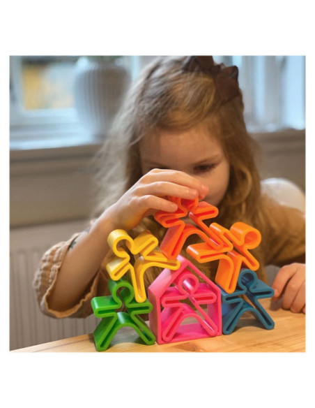 DEN01011,Set senzorial openended cu 18 piese, neon, Dena Toys DEN01011,Set senzorial openended cu 18 piese, neon, Dena Toys