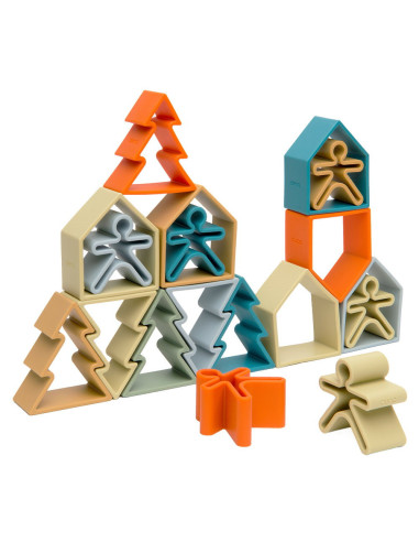 DEN01051,Set senzorial openended cu 18 piese, nature, Dena Toys DEN01051,Set senzorial openended cu 18 piese, nature, Dena Toys