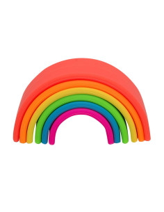 DEN01028,Rainbow, joc montessori de stivuire, 6 piese, neon