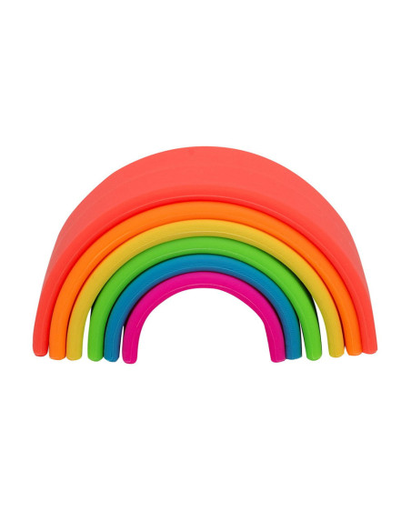 DEN01028,Rainbow, joc montessori de stivuire, 6 piese, neon