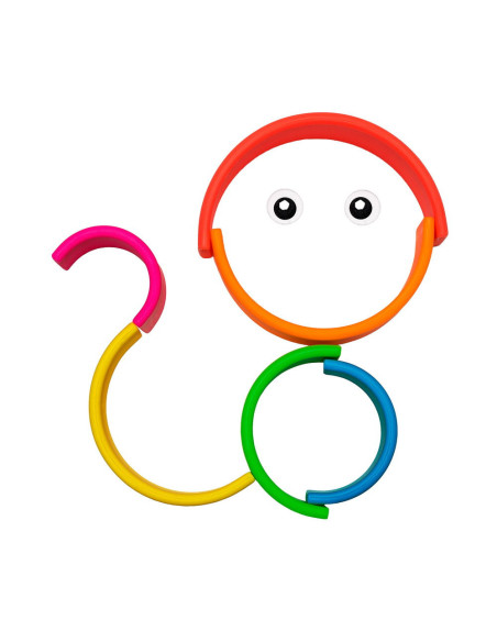 DEN01028,Rainbow, joc montessori de stivuire, 6 piese, neon