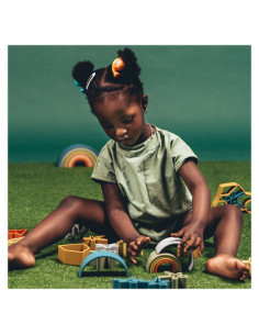 DEN01052,Rainbow, joc montessori de stivuire, 6 piese, nature 2