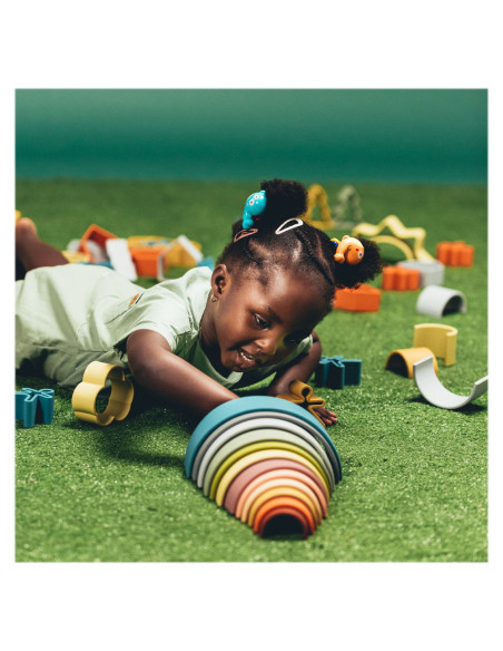 DEN01053,Rainbow, joc montessori de stivuire, 12 buc, nature