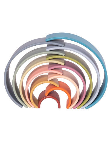 DEN01053,Rainbow, joc montessori de stivuire, 12 buc, nature