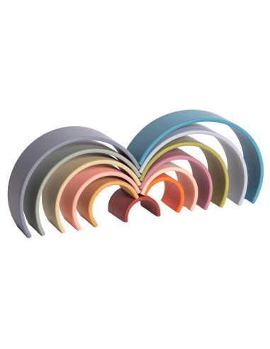 DEN01053,Rainbow, joc montessori de stivuire, 12 buc, nature