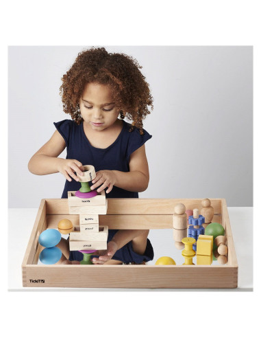 TIK-73466,Tava mare din lemn cu oglinda acrilica