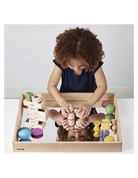 TIK-73466,Tava mare din lemn cu oglinda acrilica