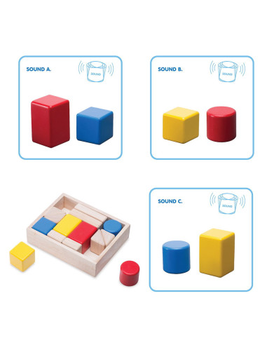 WW-1077,First Sound Blocks, cuburi din lemn cu sunete, Wonderworld