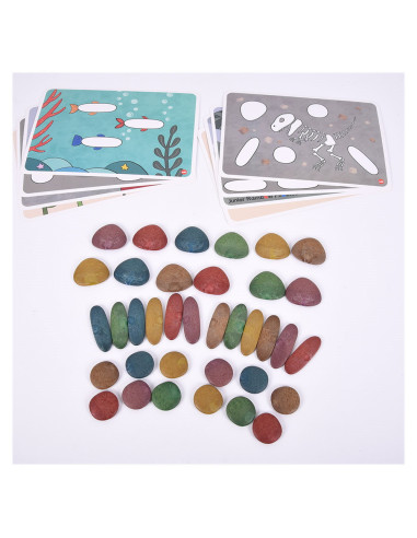 EDX-75152,Junior Rainbow Eco-Pebbles, set de activitati cu pietricele