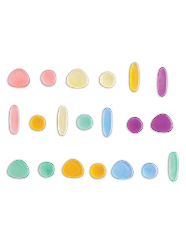 EDX-54109,Clear Rainbow Pebbles, set 36 de pietricele translucide