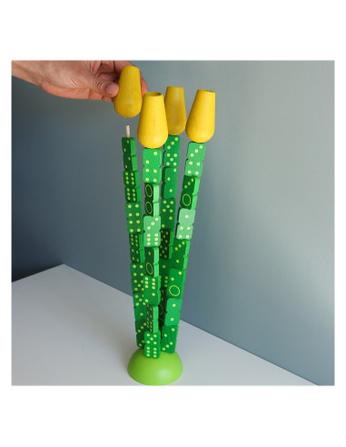 M-MDMN0-001,Domino Tulips, cu piese stivuibile din lemn, Milaniwood