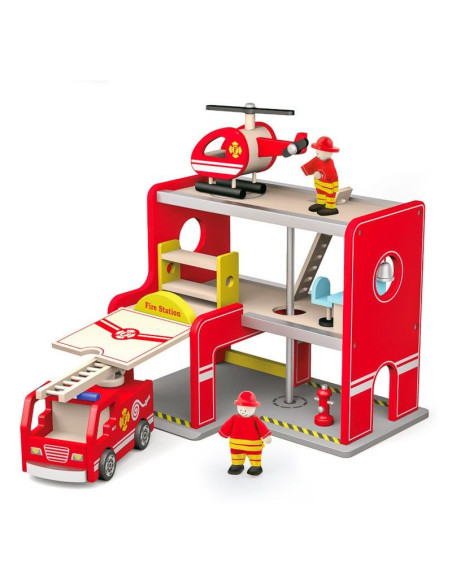 VIG50828,Statie de pompieri din lemn cu elicopter si pompieri