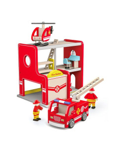 VIG50828,Statie de pompieri din lemn cu elicopter si pompieri 2