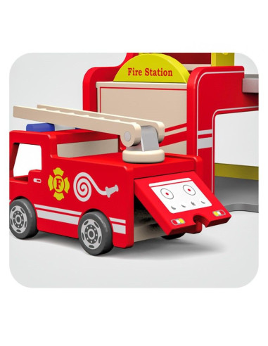 VIG50828,Statie de pompieri din lemn cu elicopter si pompieri